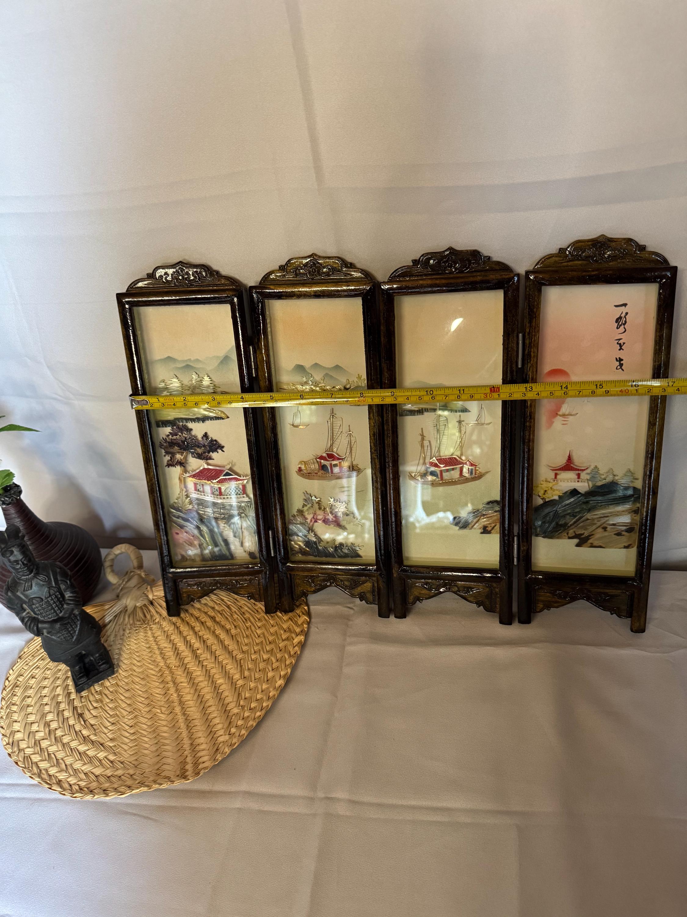 Lot De 4 Paravents Miniatures Pliables En Bois – Décoration Vintage Pour Maison De Poupée