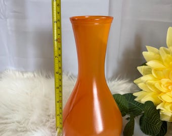 Vintage Bright Orange Art Glass Vase: Retro Mid-century Modern