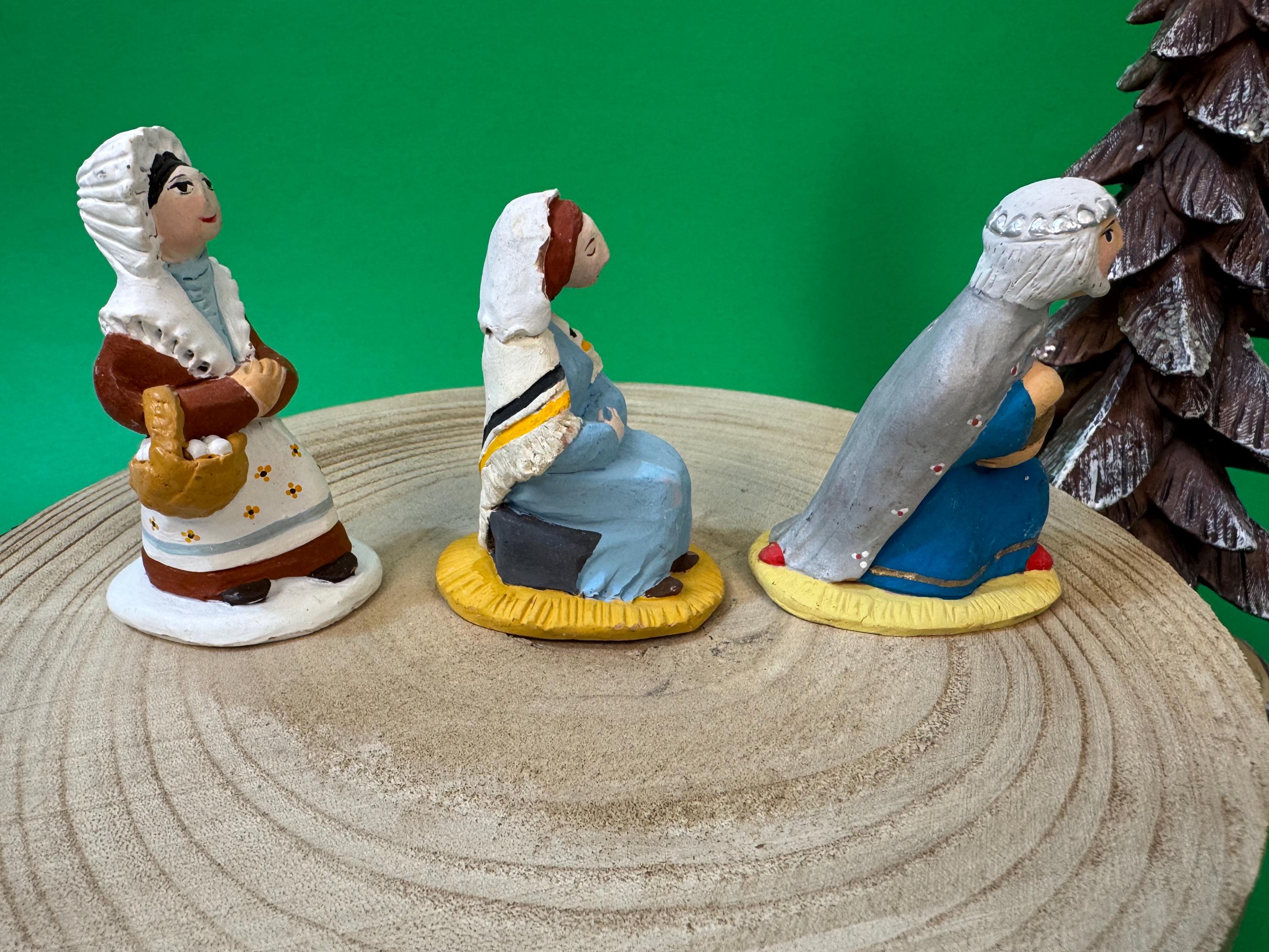 ヴィンテージ手描きキリスト降誕人形 – 陶器製クレッシュセット (8.5