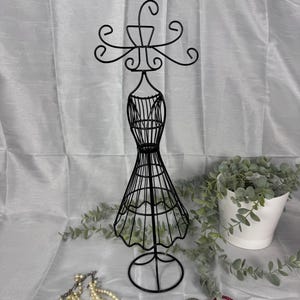 metal dress form jewelry holder metal dress form jewelry stand Black Metal Adjustable Wire Frame Dress Form Stand, Freestanding Mannequin Garment Rack