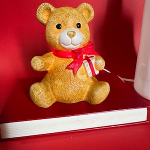 Vintage Light-Up Teddy Bear | Ceramic Bear Table Lamp | Nostalgic Night Light Decor | Gift for Kid or Collector