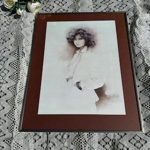 Lámina vintage de Sara Moon, &quot;Chica con pelo rizado&quot;, marco original, década de 1970