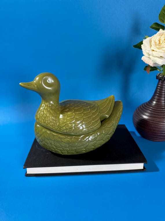 Vintage Ceramic Duck Jar With Spoon Opening - Chino Fine Quality