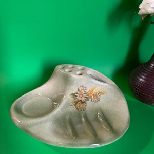 Handmade Vintage Ceramic Toothbrush and Soap Holder - Unique Retro Bathroom Decor