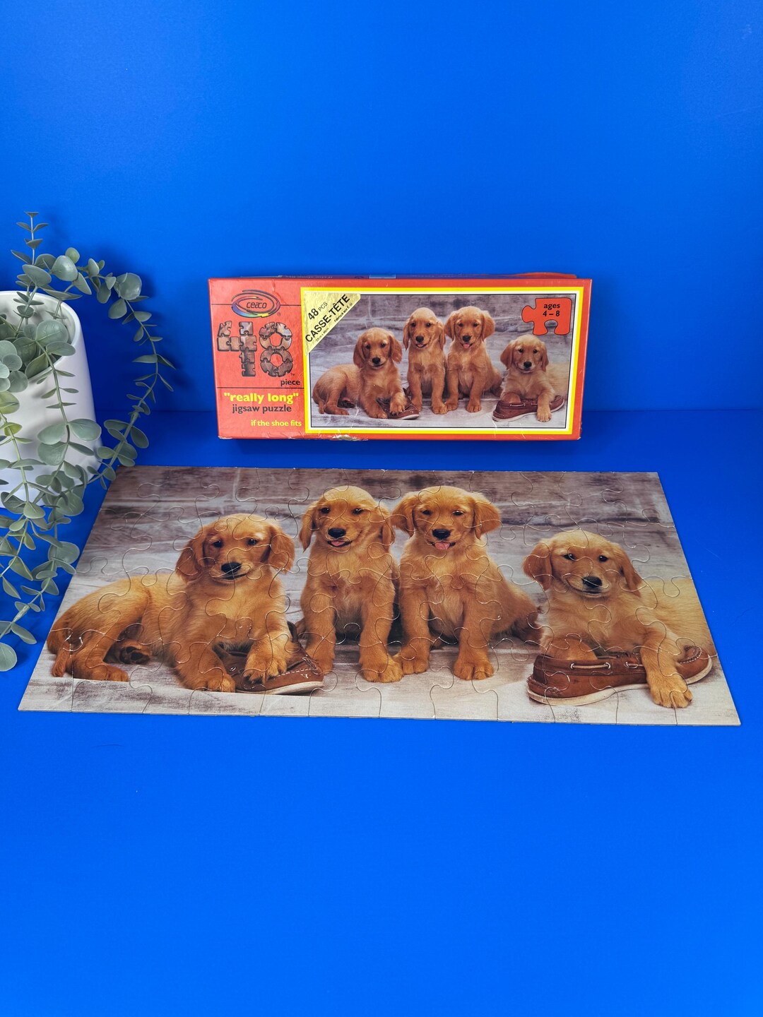 Vintage Ceaco Golden Retriever Puppies Panoramic Jigsaw Puzzle (48 ...