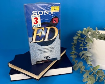 Lot de 3 rubans adhésifs vierges VHS ED T-120 pour Sony - Neuf, ancien, stock, qualité standard supérieure