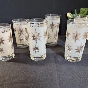 Service de verres vintage Mid-Century « Atomic Starburst » (6 pièces)