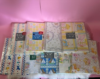 Papel de presente vintage para bebês e crianças - Temas adoráveis para quartos de bebês, chás de bebê e aniversários.