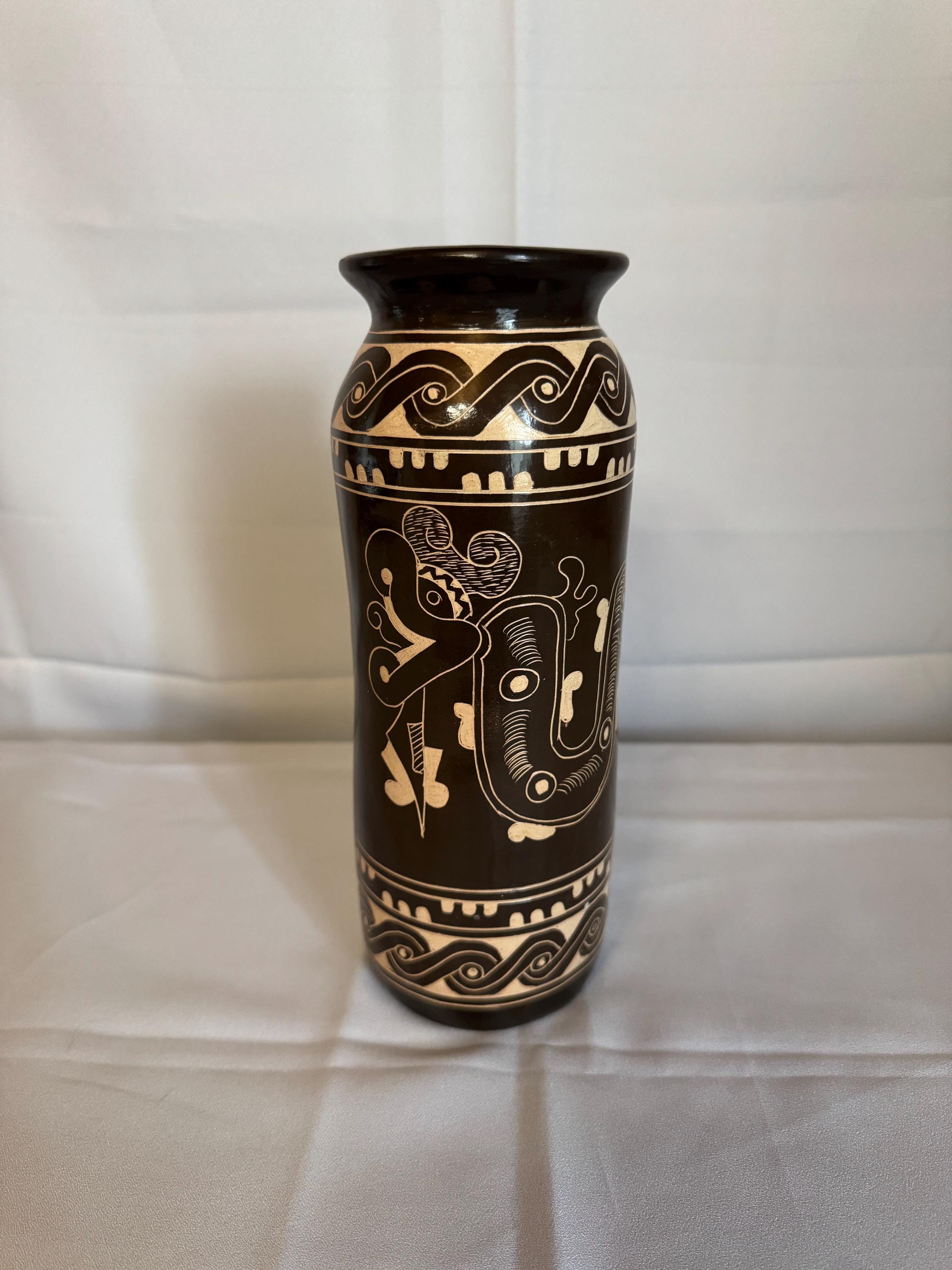 Large Ceramic Vase: Aztec Mayan Style Handcrafted Home Decor - Etsy