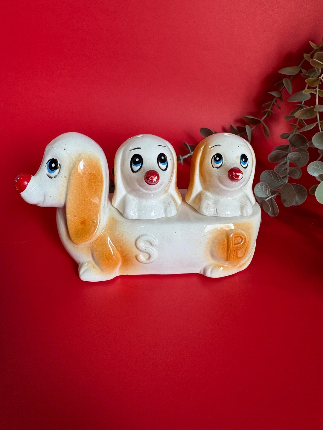 ビンテージ60s★サンドストランド社★エナメル七宝製★キーホルダー Vintage Dachshund Salt and Pepper Shakers Set: Made in Japan