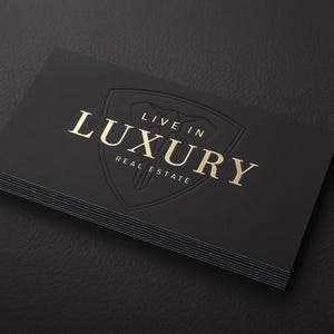 Black Luxury Gold Foil Business Cards – Custom, Elegant Design, Minimalist, Premium Printing, Foil‑Stamped & QR Code