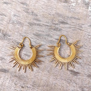 Minimalist Sun Hoop Earrings, Sunshine Earrings, Sun Earrings, Celestial Earrings, Sun Charm, Birthday Gifts, Boho Earrings, Gift For Her
