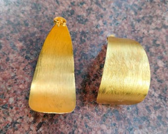 Handmade Brass Chunky Hoop Earrings, Sculptural Statement Earrings