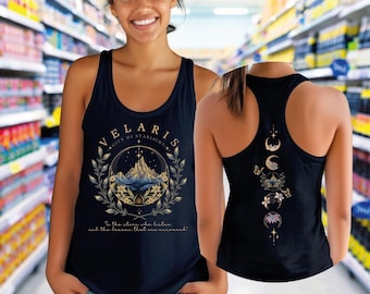 Velaris Racerback, Thorns and Roses Court of Dreams Tank Top, Acotar Comfort Colors Vneck Shirt, Night Court Acotar, Sarah J Maas A001
