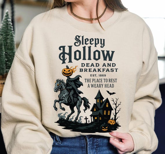 Holloween Sleepy Hollow Sweatshirt, Halloween Hoodie, Vintage Style Halloween Sweater, Halloween Skeleton Shirt, Pumpkin Shirt,