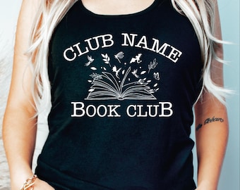 Custom Book Club Racerback, Customized Book Tank Top, Custom Reading Club Racerback, Personalized Name Book Club Tee, Librarian Vneck