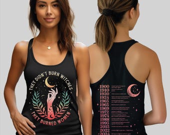 Camiseta sin mangas estilo racerback para mujer con el diseño "No quemaron brujas"