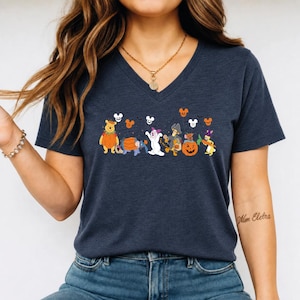 Winnie The Pooh Halloween Racerback, Winnie The Pooh Pumpkin Tank Top, Spooky Season Disney Friends Vneck Shirt, Retro Halloween Shirt