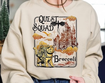 Quest Squad Broccoli Sweatshirt, Broccoli Cat Hoodie, Ridoc Romantasy Fan Shirt, Dragon Rider Tee, Onyx Storm Bookworm Gifts
