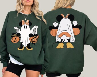 Disney Minnie Halloween Sweatshirt, Minnie Ghost Hoodie, Retro  Minnie Spooky Shirt, Minnie Halloween Back and front Crewneck,  A016