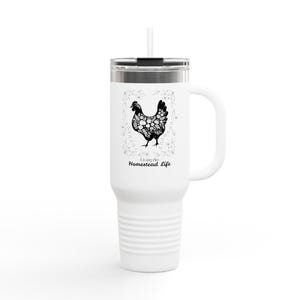 Farmhouse Chicken Insulated Travel Mug, 40oz Coffee Cup, Homestead Life, Unique Gift for Farmers, Outdoor/Travel Mug