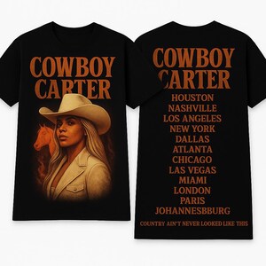 Koszulka Cowboy Carter Tour – koszulka Beyoncé Western Fanmade, Country nigdy nie wyglądało tak, Black Country