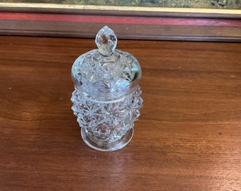 Tarro de vidrio prensado vintage de AVON