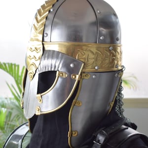 Silver Emperor Battle Wearable Knight Helmet |  medieval helmet for cosplay & LARP | knight crusader viking armor | Halloween costume prop