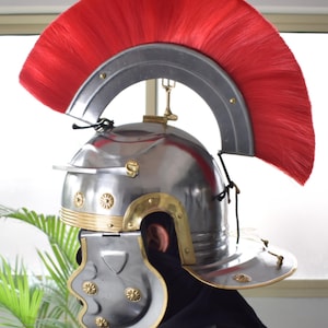 Gallic Silver Roman Centurion Helmet |  medieval helmet for cosplay & LARP | knight crusader viking armor | Halloween costume prop