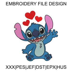 Heart Embroidery File Stitch / Stitch Embroidery Machine File, Cute Baby Stitch Heart Machine Embroidery Files, Digitizing Embroidery