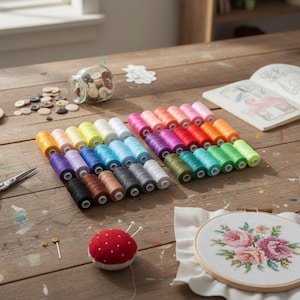 6pcs/Pack Assorted Colors Sewing Thread Polyester Sewing Thread, Set of basic colors, DIY Sewing And Embroidery