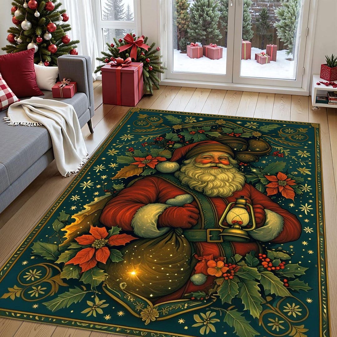 Christmas Santa Claus Rug,vintage Santa Christmas Rug,cozy Xmas ...