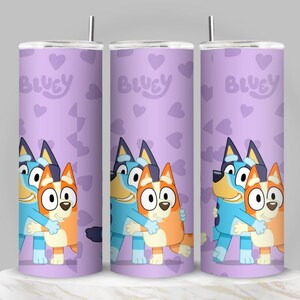 Bluey Tumbler Wrap PNG | 20oz Skinny Tumbler Design | Digital Download | Kids Cartoon Dog Family | Bluey and Bingo Cup Sublimation