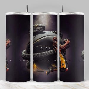 Black Mamba Tumbler Wrap | Kobe Bryant Tribute PNG | 20oz Skinny Sublimation File | Basketball Legend Digital Art | 8.24 Design
