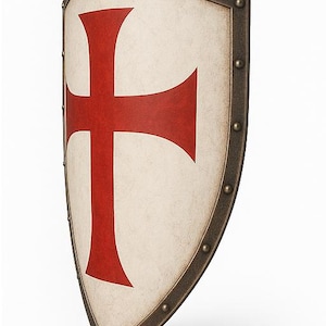Handgefertigter Tempelritter Tempelritter Mittelalter-Schild | LARP, Cosplay & Wand-Dekor Rüstung | Funktionales Ritterschild Wanddekor Benutzerdefiniertes Schild