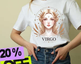 Virgo Zodiac T-Shirt: Minimalist Astrology Tee, Birthday Gift