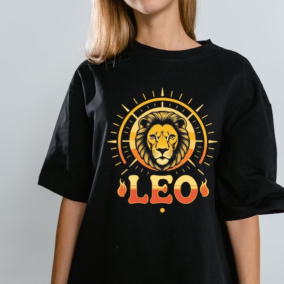 Leo Zodiac T-shirt: Retro Lion Graphic, Astrology Tee - Etsy