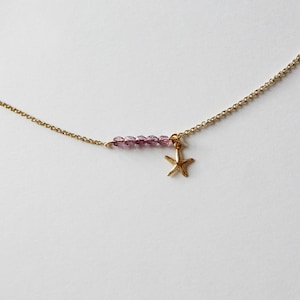 Gold-plated chain necklace with small starfish pendant, trendy women&#39;s gift