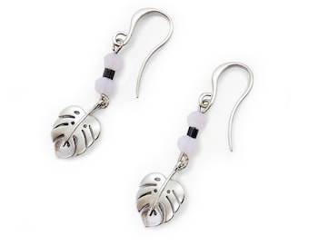 Leaf earrings monstera gift woman exotic trend