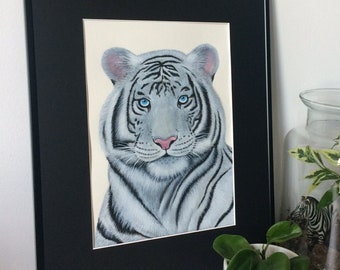 Peinture originale Tigre blanc pour décoration murale