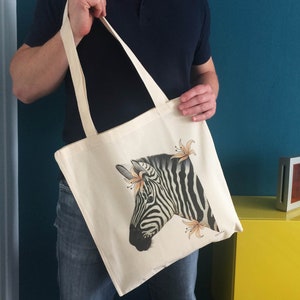 Illustration printed on Organic Zebra cotton bag image 2