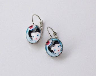 Petites boucles d'oreilles dormeuses Matelote argentées cadeau fille ado femme