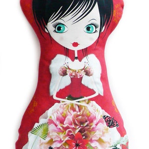 Cojín decorativo de hada roja para niñas
