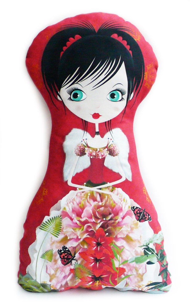 Coussin Rouge Décoratif Fée Pour Les Filles