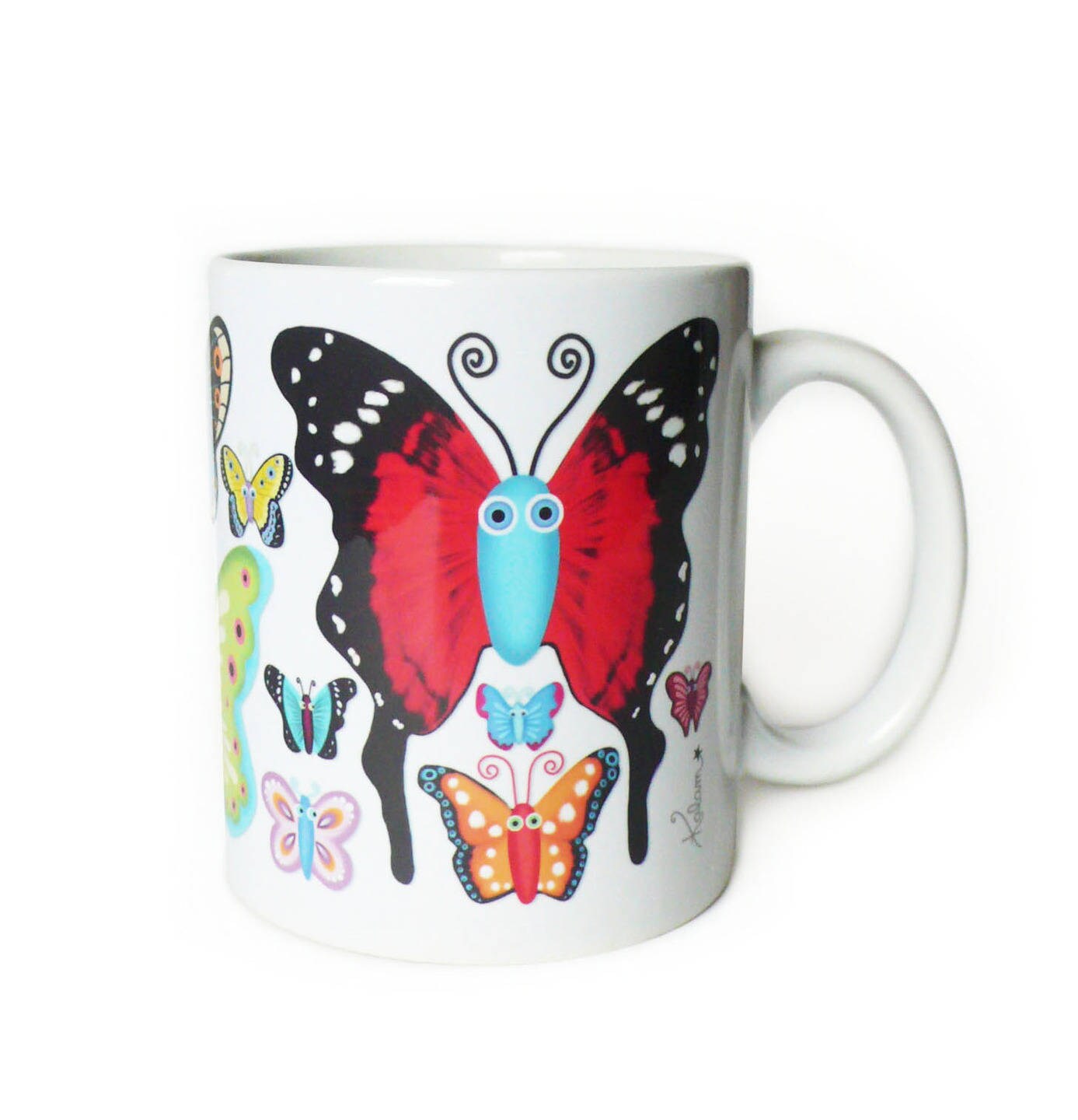 Illustration Papillons Multicolores Imprimée sur Un Mug