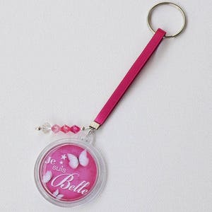 Porte-clés fille Je suis belle rose, accessoire pour les filles, papillon, message, cadeau femme, déco perles image 4