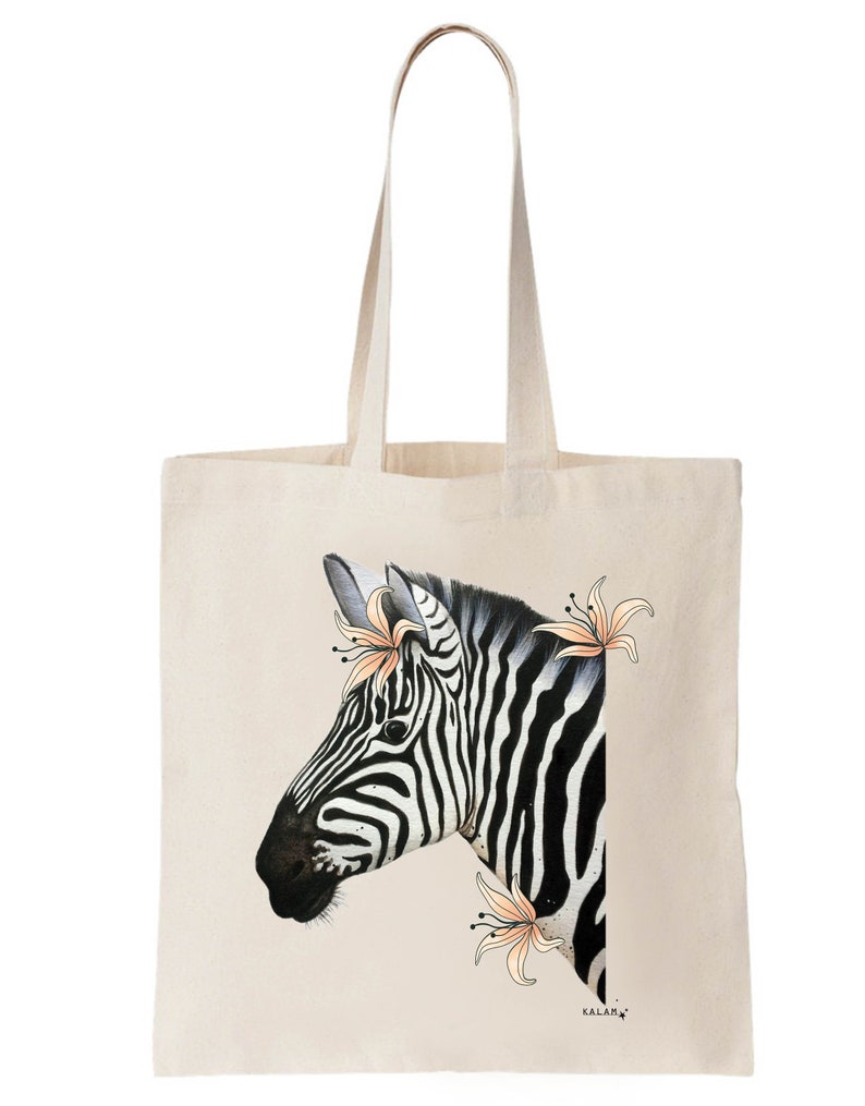 Illustration printed on Organic Zebra cotton bag image 6