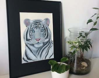 Druck vom Original-Aquarell-Tiger zur Wanddekoration