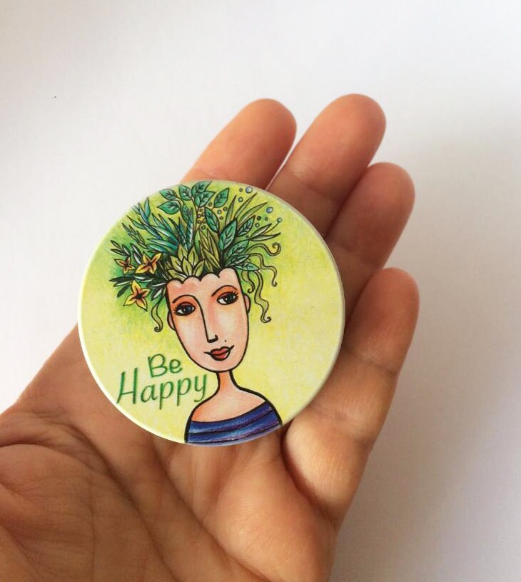 Petite Boite Ronde Think Green ou Be Happy, à Bonbons, Cendrier de Poche, Pilules