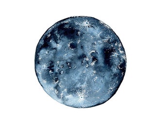 Impression Lune bleue d'après mon aquarelle